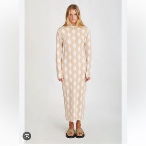 Zulu and Zephyr tan knit wave midi dress